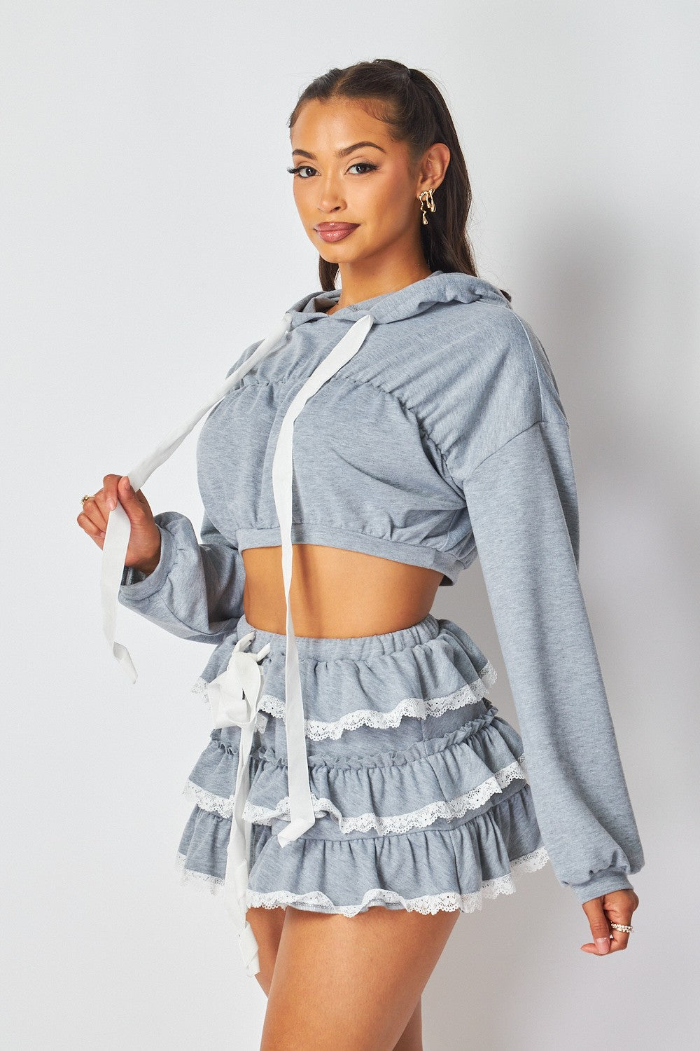 Villa Blvd ƎDEN Ruffle Lace Hoodie + Skorts Set ☛ Multiple Colors Available ☚