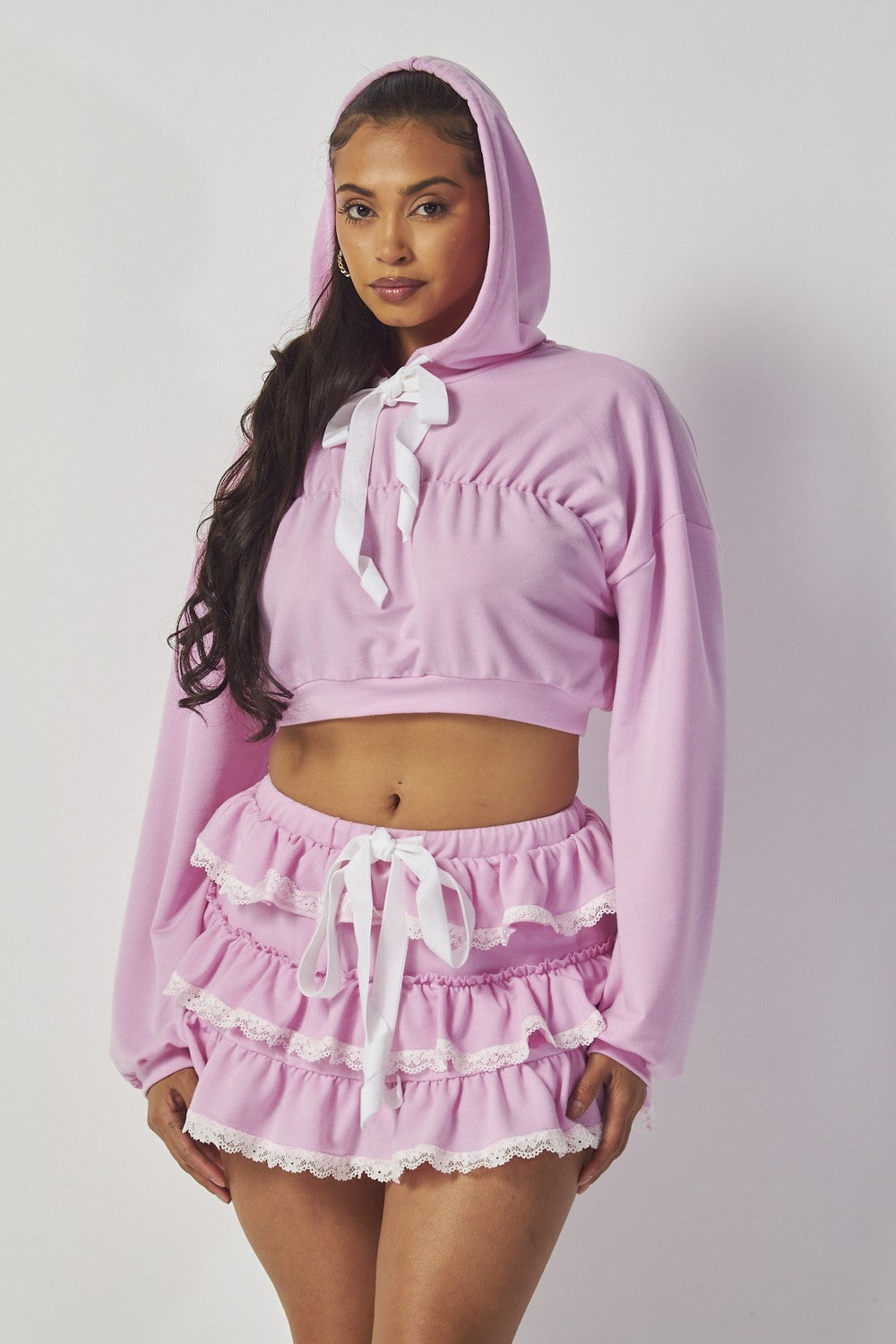 Villa Blvd ƎDEN Ruffle Lace Hoodie + Skorts Set ☛ Multiple Colors Available ☚