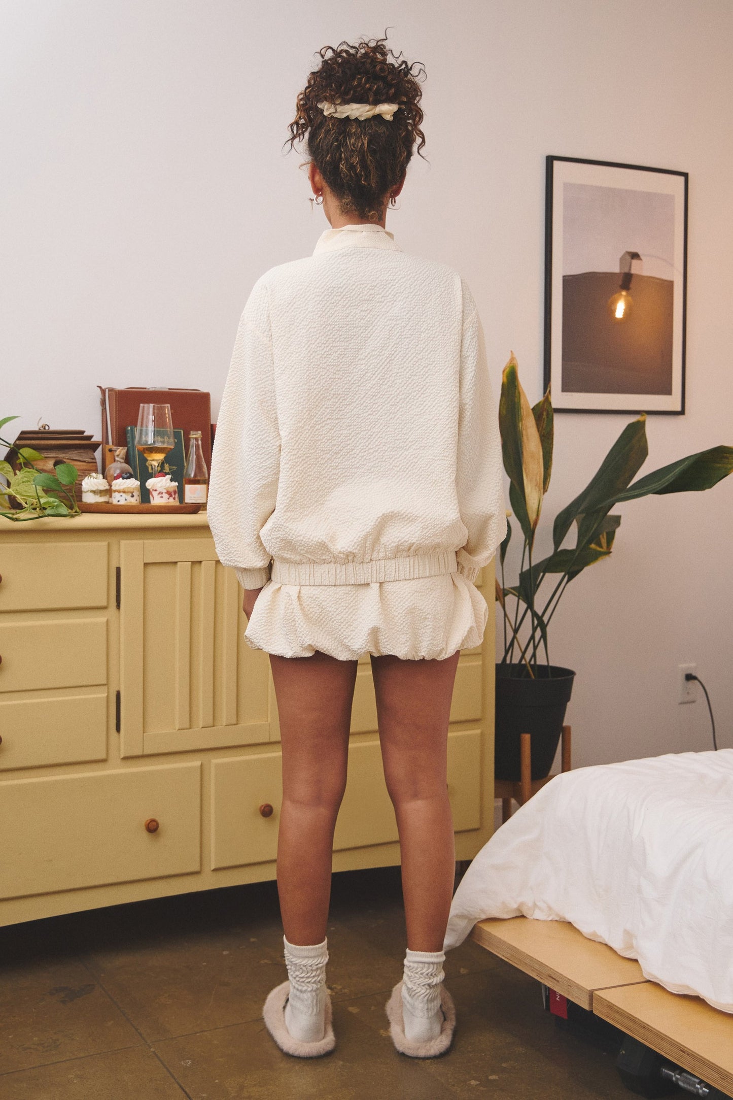 Villa Blvd Textured Jacket + Bubble Skort Set