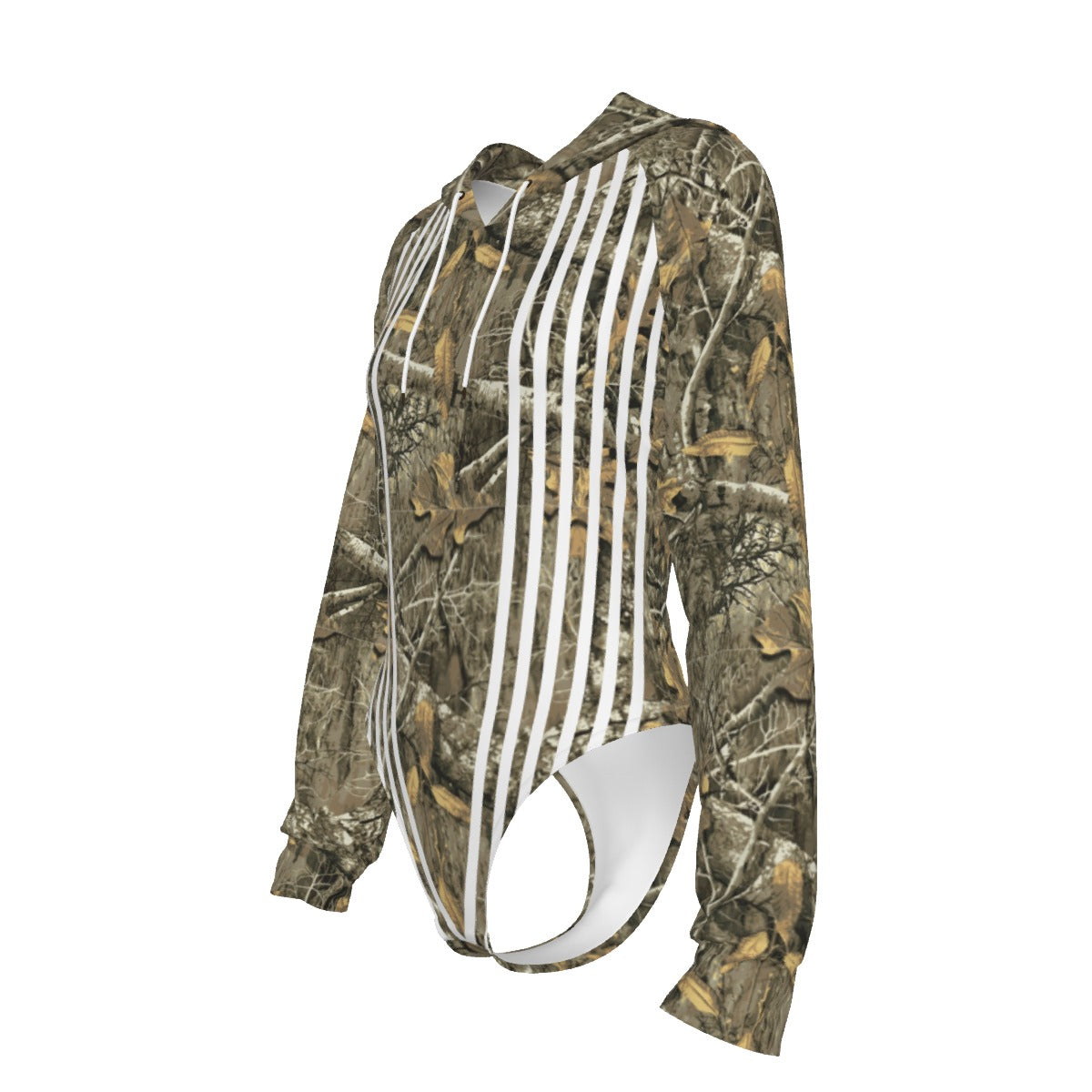 Villa Blvd Woodland Camo Striped Hooded Bodysuit