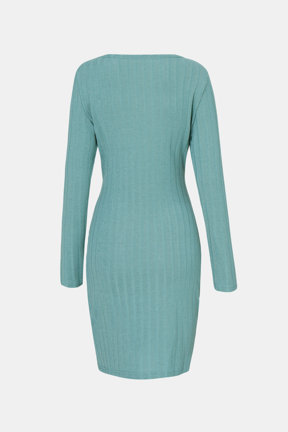 Villa Blvd Tied Long Sleeve Ribbed Dress