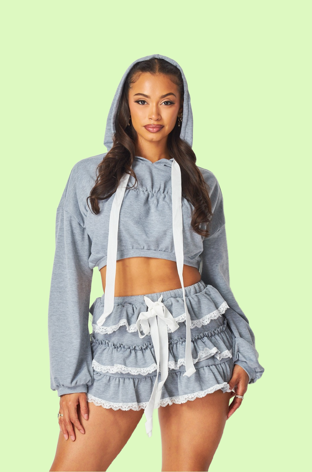 Villa Blvd ƎDEN Ruffle Lace Hoodie + Skorts Set ☛ Multiple Colors Available ☚