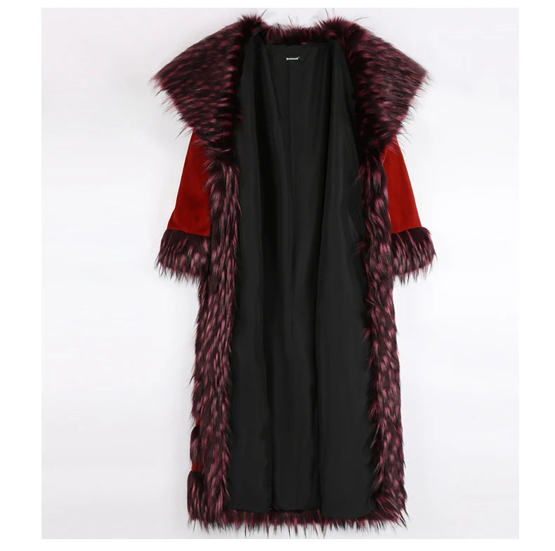 Villa Blvd Panel Faux Fur Long Coat