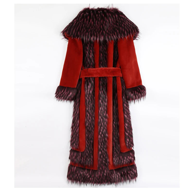 Villa Blvd Panel Faux Fur Long Coat