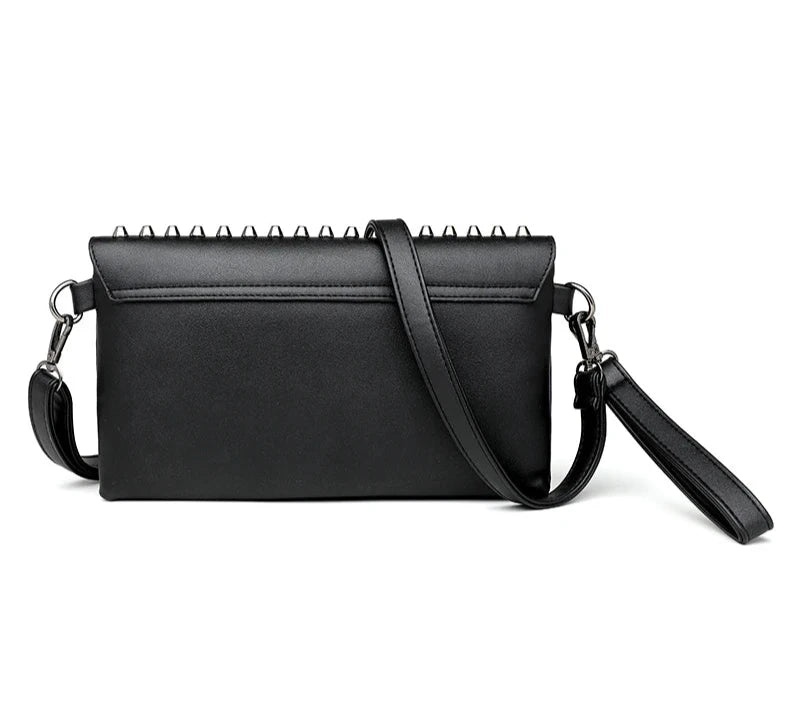 Villa Blvd Rivet Leather Messenger Handbag