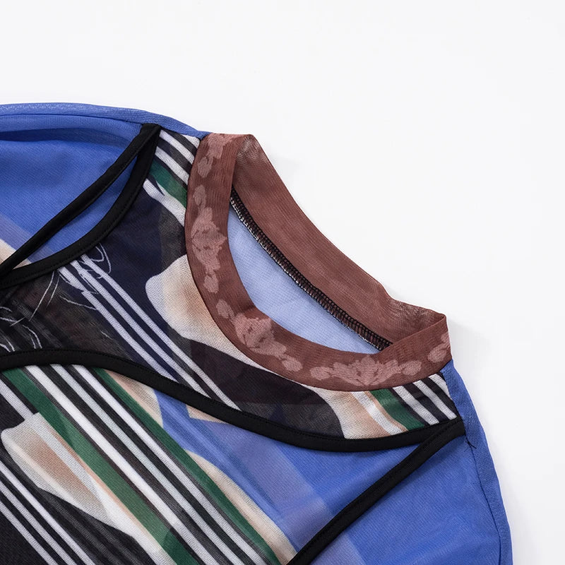 Villa Blvd Retro Mesh Split Ribbon Long Tee