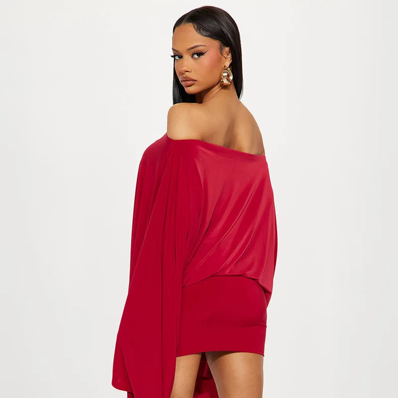 Villa Blvd Off-Shoulder Flare Top + Mini Skirts Sets ☛ Multiple Colors Available ☚