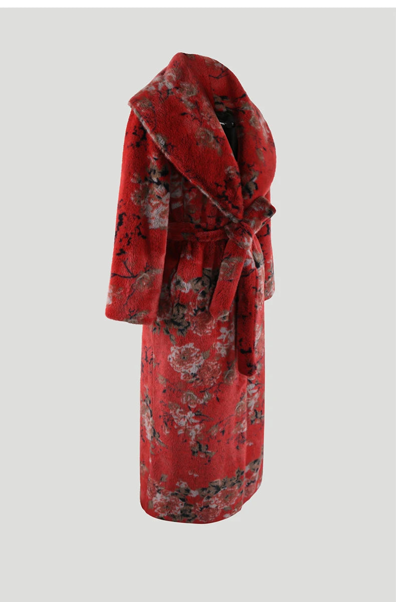 Villa Blvd Floral Faux Fur Long Coat ☛ Multiple Colors Available ☚