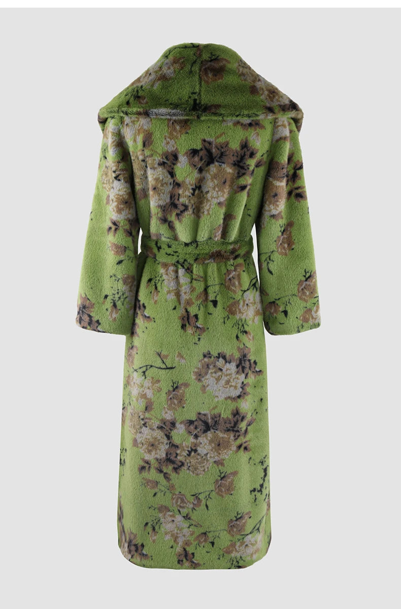 Villa Blvd Floral Faux Fur Long Coat ☛ Multiple Colors Available ☚