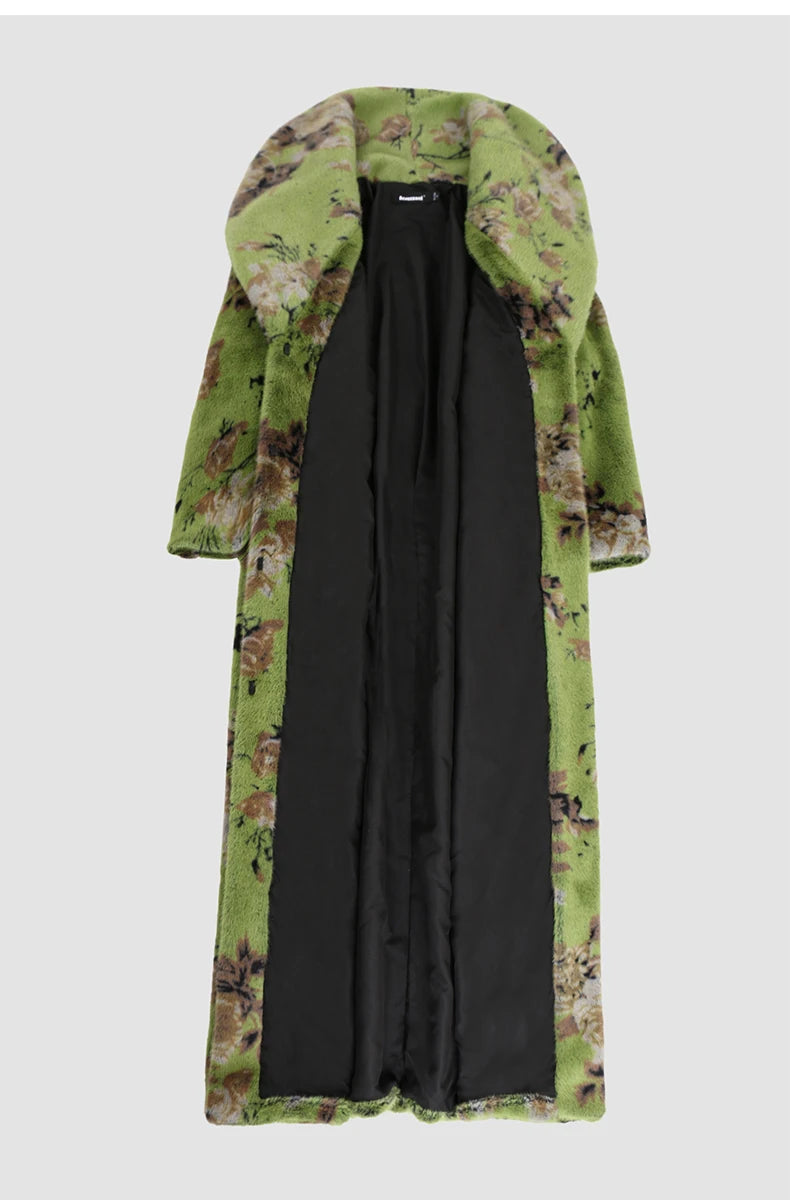 Villa Blvd Floral Faux Fur Long Coat ☛ Multiple Colors Available ☚