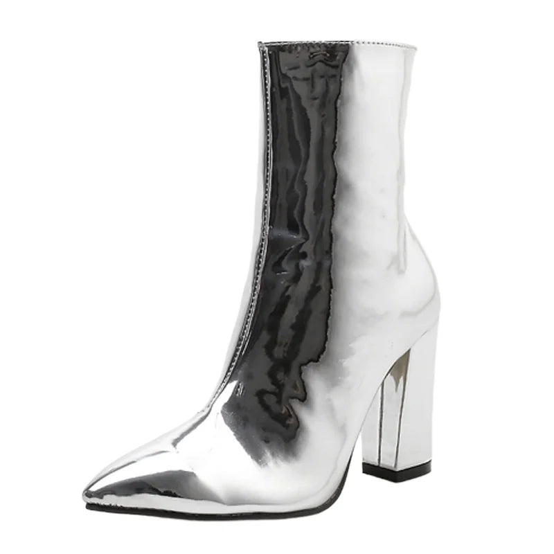 Villa Blvd Metallic Patent Leather Ankle Boots ☛ Multiple Colors Available ☚