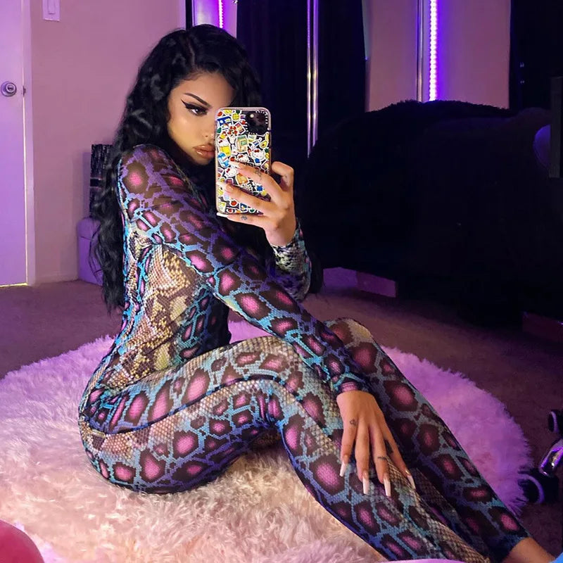 Villa Blvd Snake Bliss Bodycon Jumpsuit