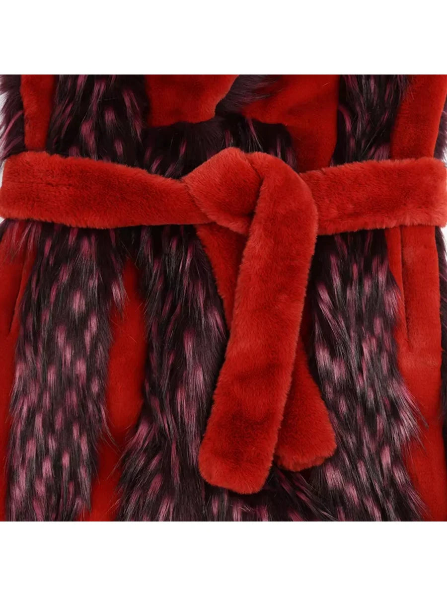 Villa Blvd Panel Faux Fur Long Coat