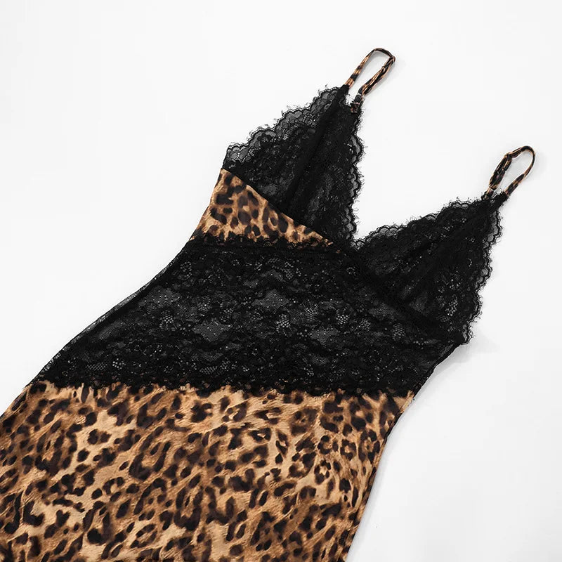 Villa Blvd Lace Leopard Maxi Dress