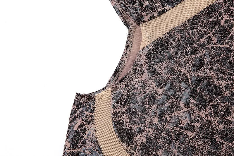 Villa Blvd Mesh Panel Sheer Top