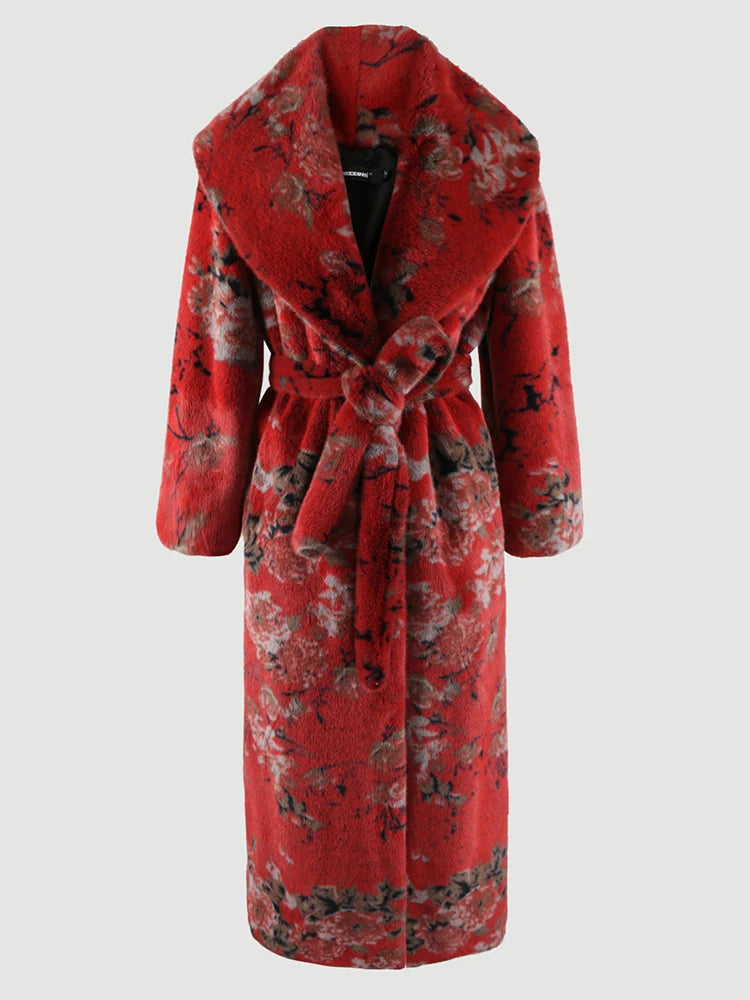 Villa Blvd Floral Faux Fur Long Coat ☛ Multiple Colors Available ☚