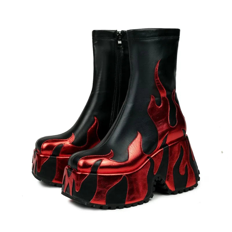 Villa Blvd Flame Platform Boots ☛ Multiple Colors Available ☚