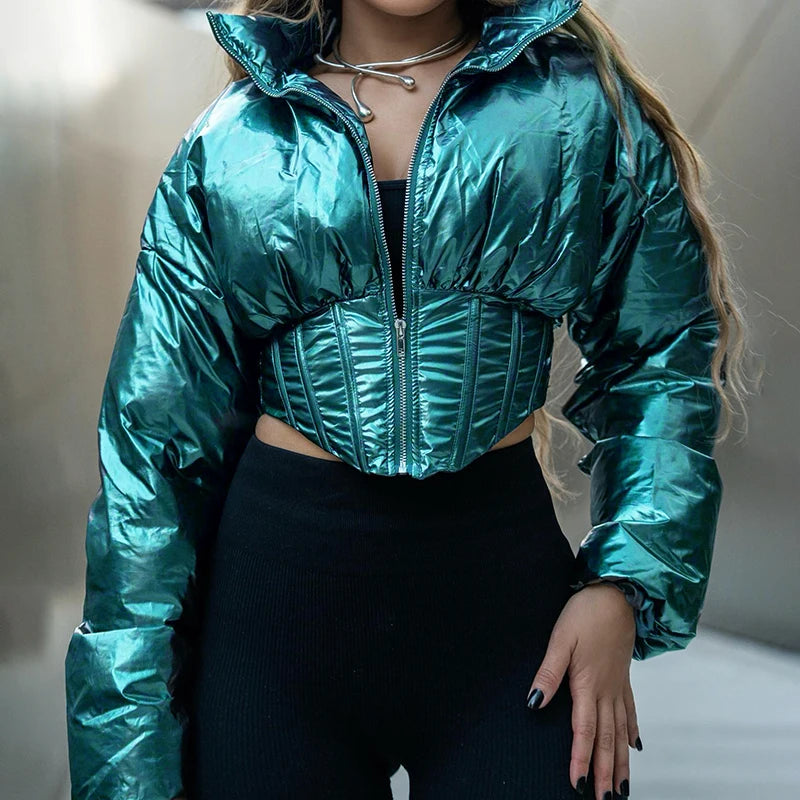 Villa Blvd Glossy Puffer Corset Jacket