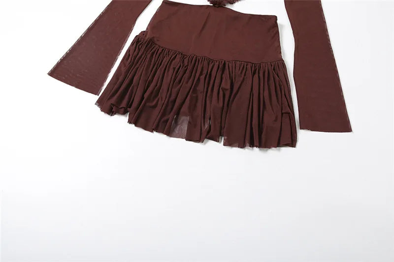 Villa Blvd Mesh Panel Sheer Lace Dress