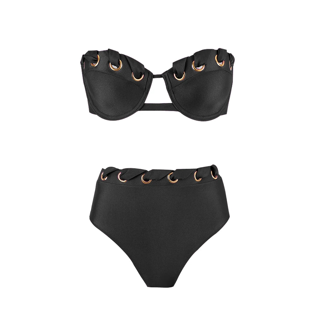 Villa Blvd Fermé Bandeau Bikini Set ☛ Multiple Colors Available ☚