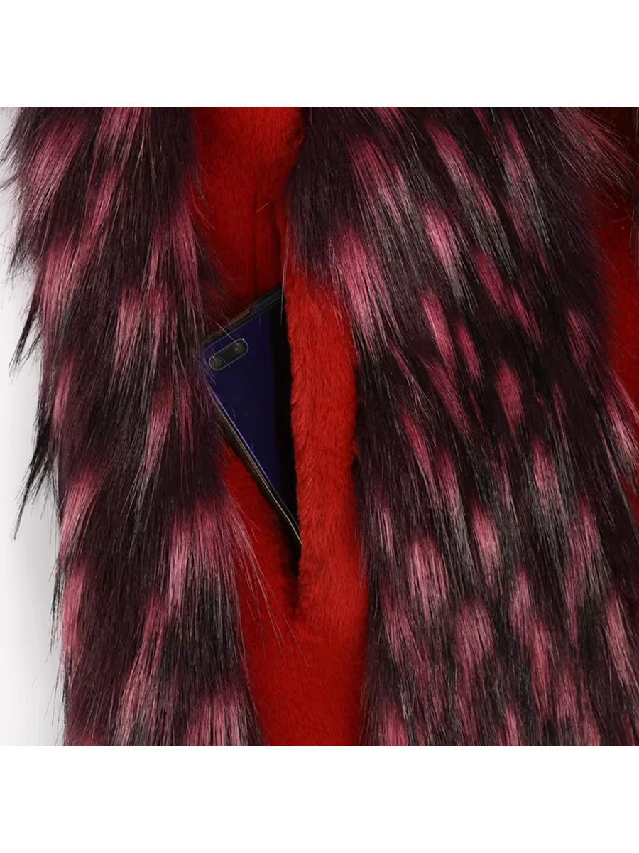 Villa Blvd Panel Faux Fur Long Coat