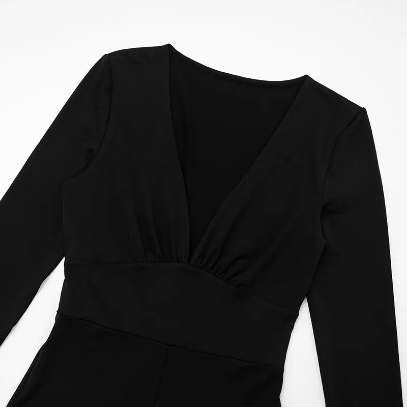 Villa Blvd V-Neck Bodycon Jumpsuit
