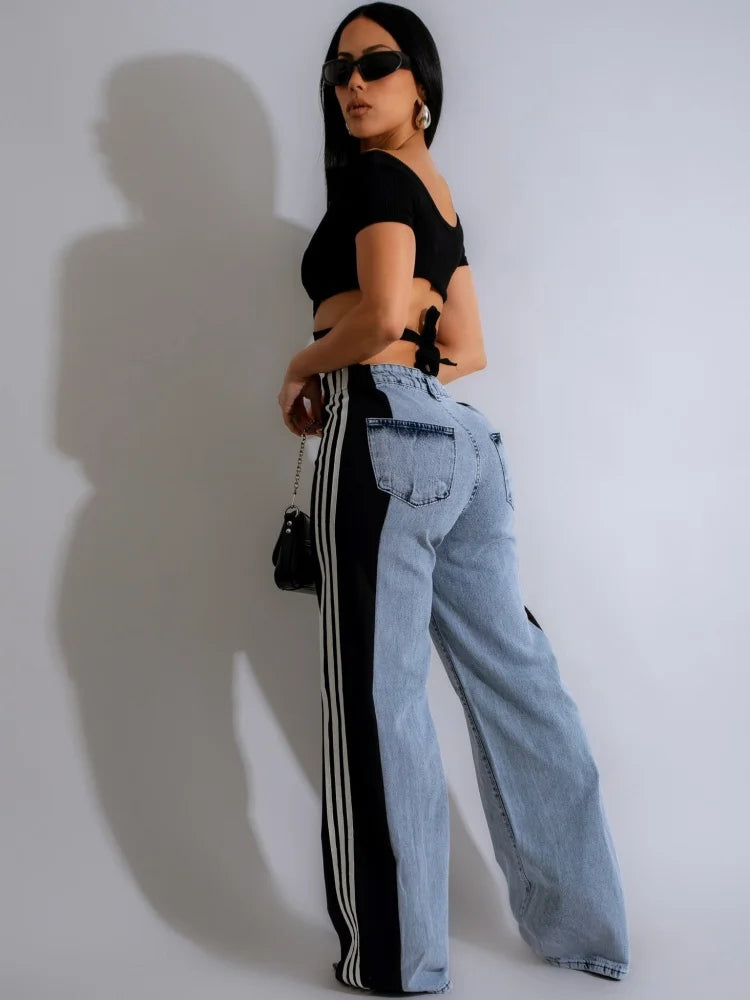 Villa Blvd Double Striped Denim Pants