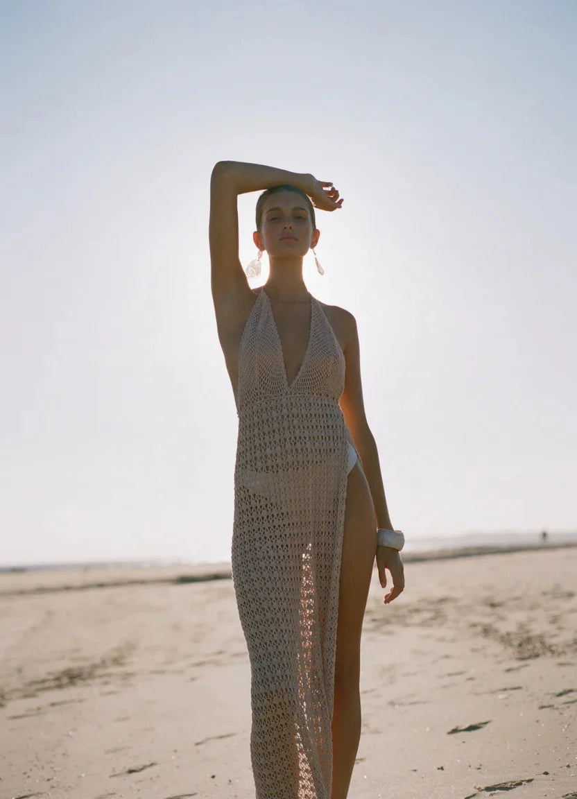 Villa Blvd Deep-V-Backless Knitwear Maxi Dress ☛ Multiple Colors Available ☚