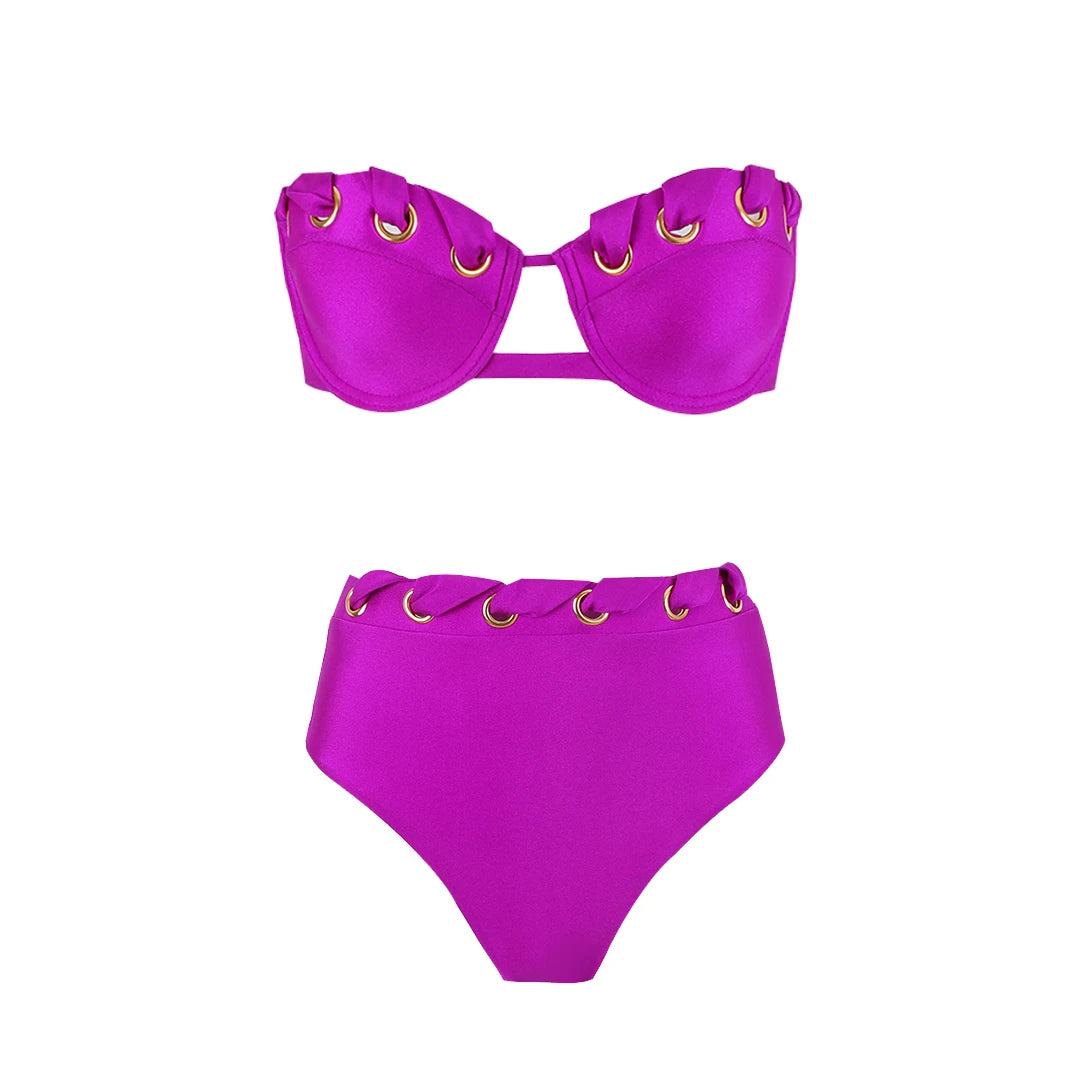 Villa Blvd Fermé Bandeau Bikini Set ☛ Multiple Colors Available ☚