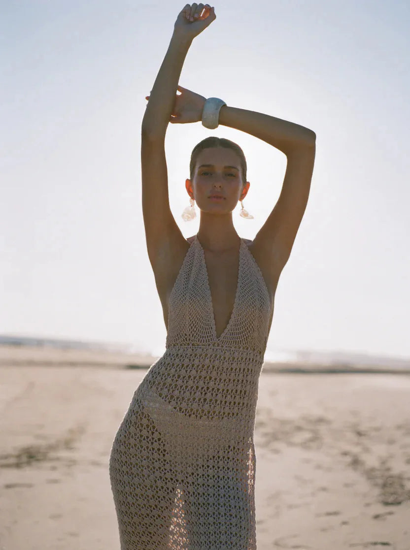 Villa Blvd Deep-V-Backless Knitwear Maxi Dress ☛ Multiple Colors Available ☚