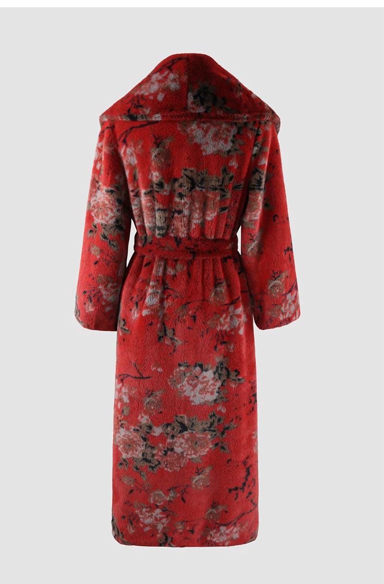 Villa Blvd Floral Faux Fur Long Coat ☛ Multiple Colors Available ☚