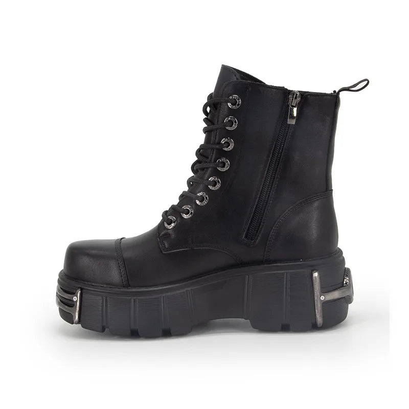 Villa Blvd Vintage Metal Combat Boots