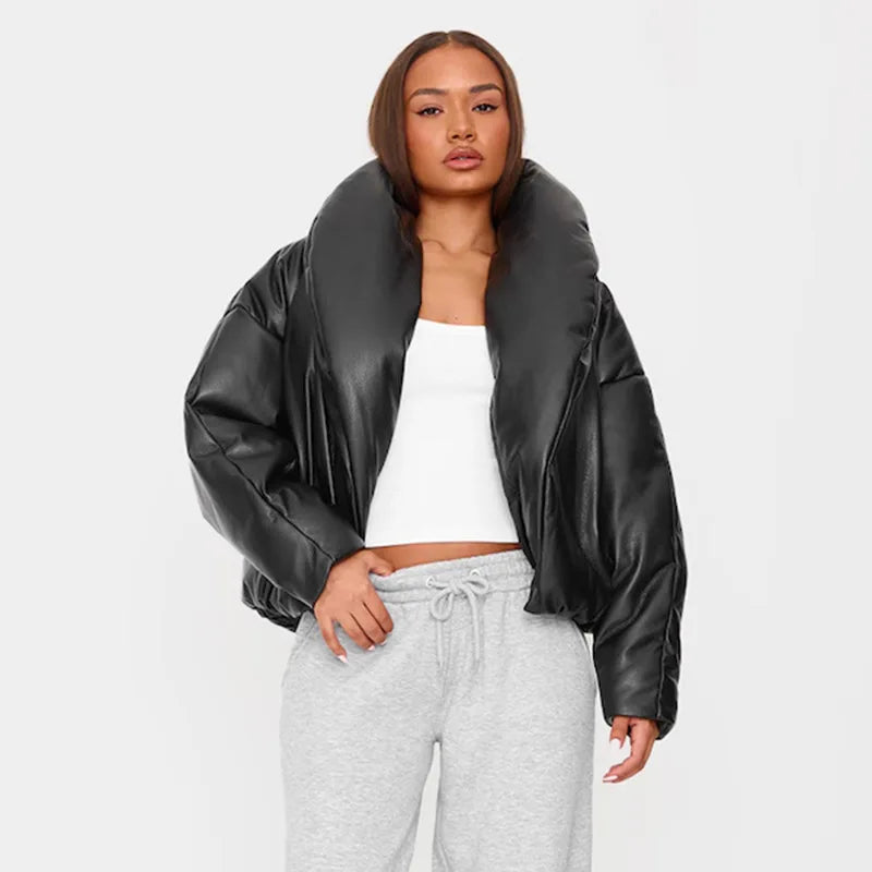 Villa Blvd Vegan Leather Puffer Jacket