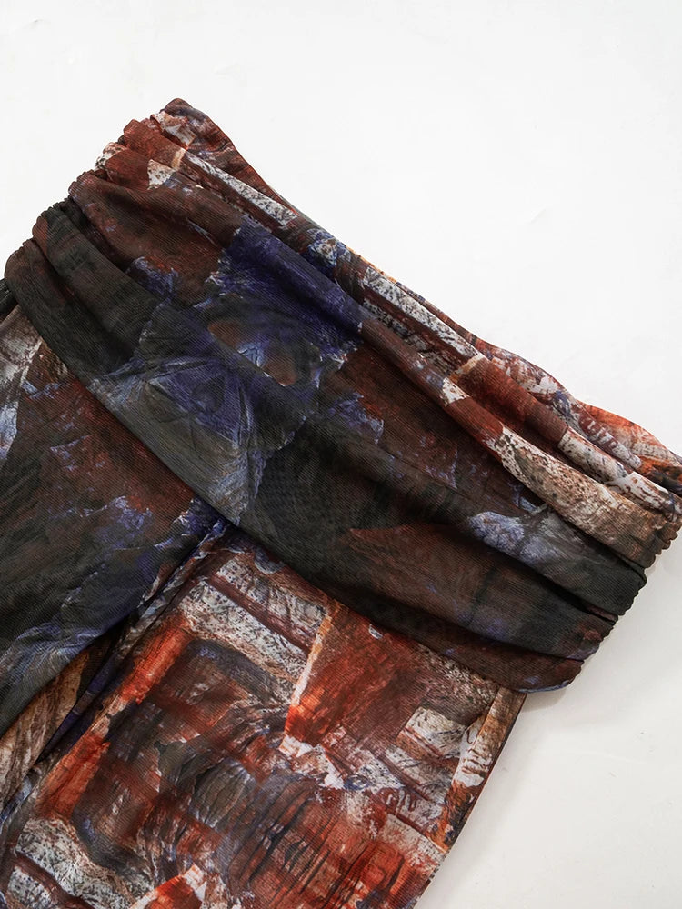 Villa Blvd Mesh Panelled Abstract Sheer Set