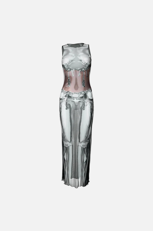 Villa Blvd 3D Drip Mesh Maxi Dress