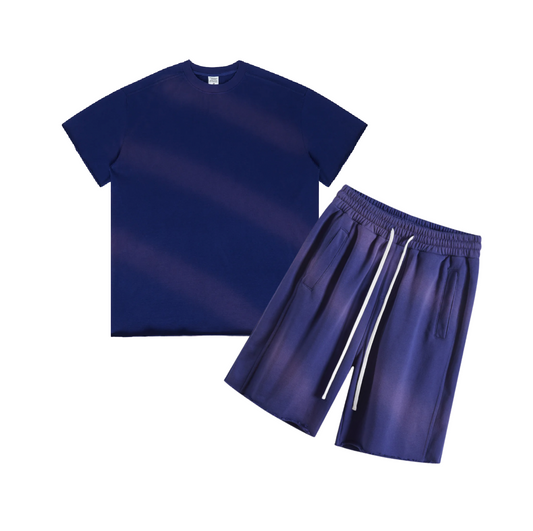 Villa Blvd All Washed Gradient Short-Sleeved T-shirt + Shorts Set ☛ Multiple Colors Available ☚