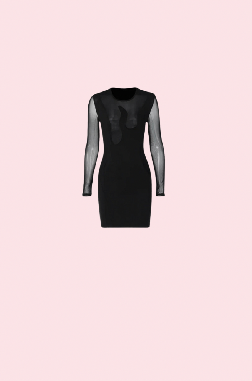 Villa Blvd Flame Bodycon Dress Black / S