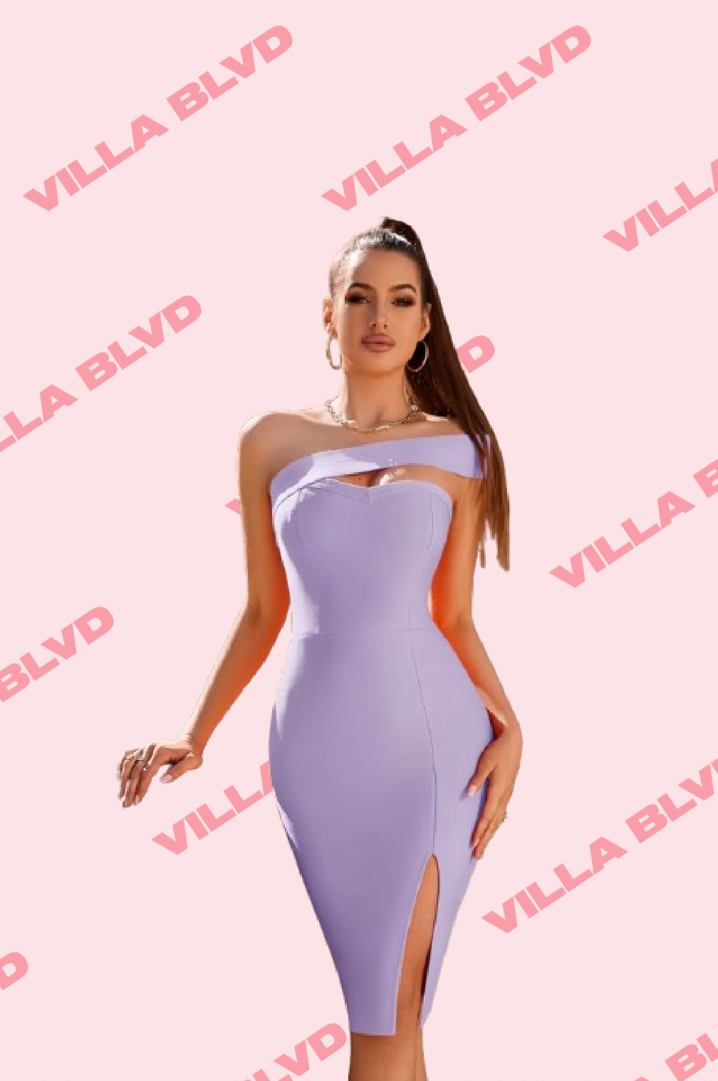 Villa Blvd One-Shoulder Bandage Dress Purple / S