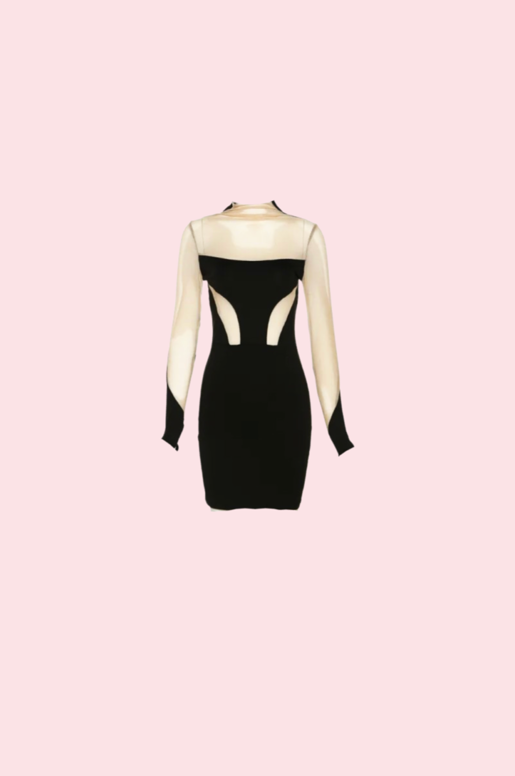 dress with mesh panel Villa Blvd Mesh Panel Long Sleeve Dress Black / S