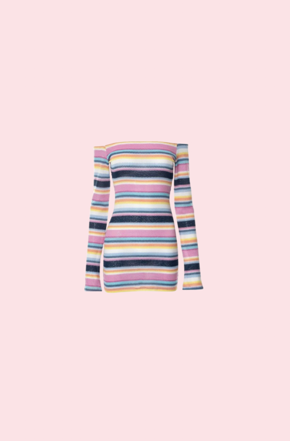 Villa Blvd Striped Knitted Off-Shoulder Dress