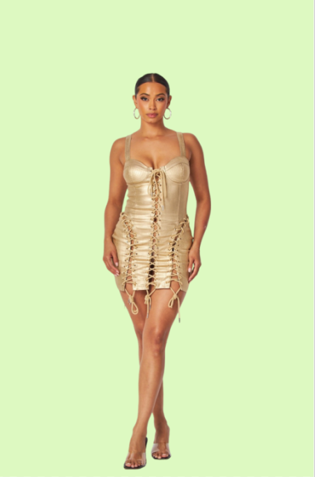 Villa Blvd ƎDEN Interwoven Captive Vegan Leather Dress  ☛ Multiple Colors Available ☚
