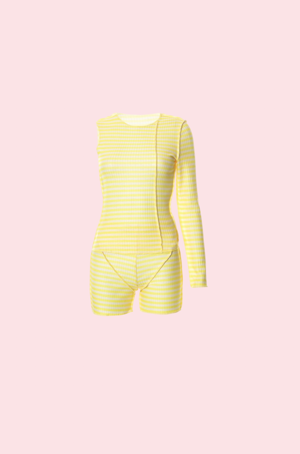 Villa Blvd Striped Exposed Seam Top + Shorts Set