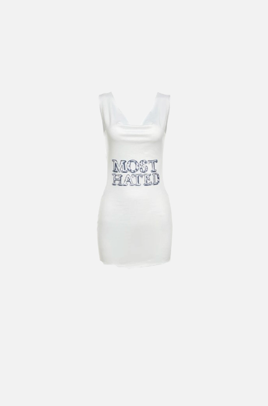Villa Blvd MOST HATED Backless Chained Tank Dress White / S Villa Blvd MOST HATED Backless Chained Tank Dress White / S