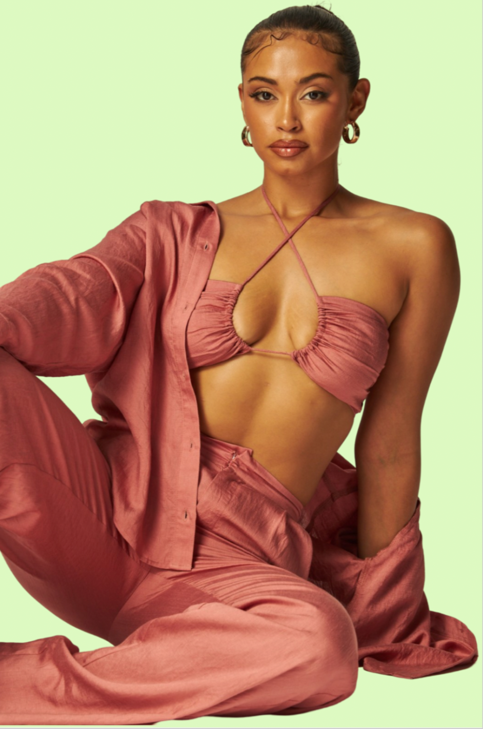 Villa Blvd ƎDEN Rayon Tied Pants Set