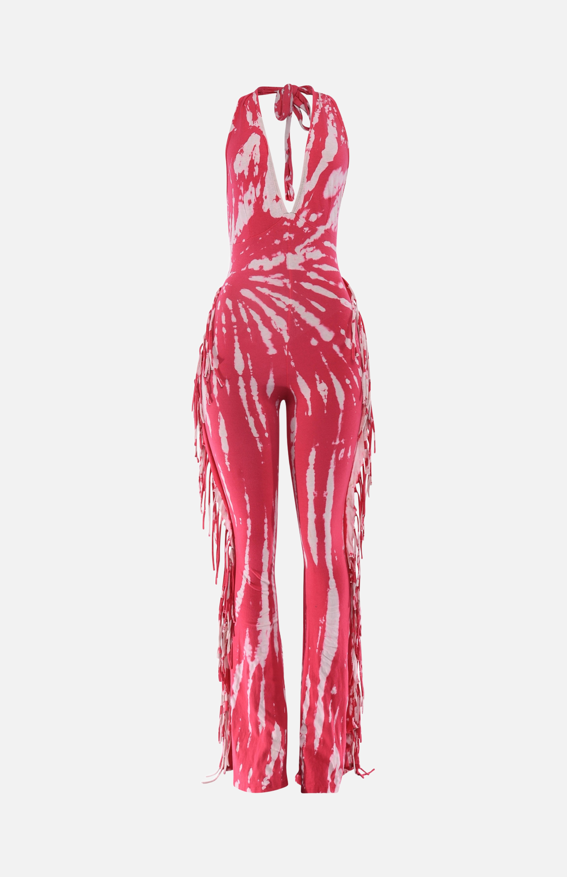 Villa Blvd Tie-Dye Halter Fringe Jumpsuit ☛ Multiple Colors Available ☚