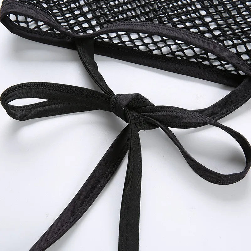 Villa Blvd Hollow Mesh Tied T-Shirt