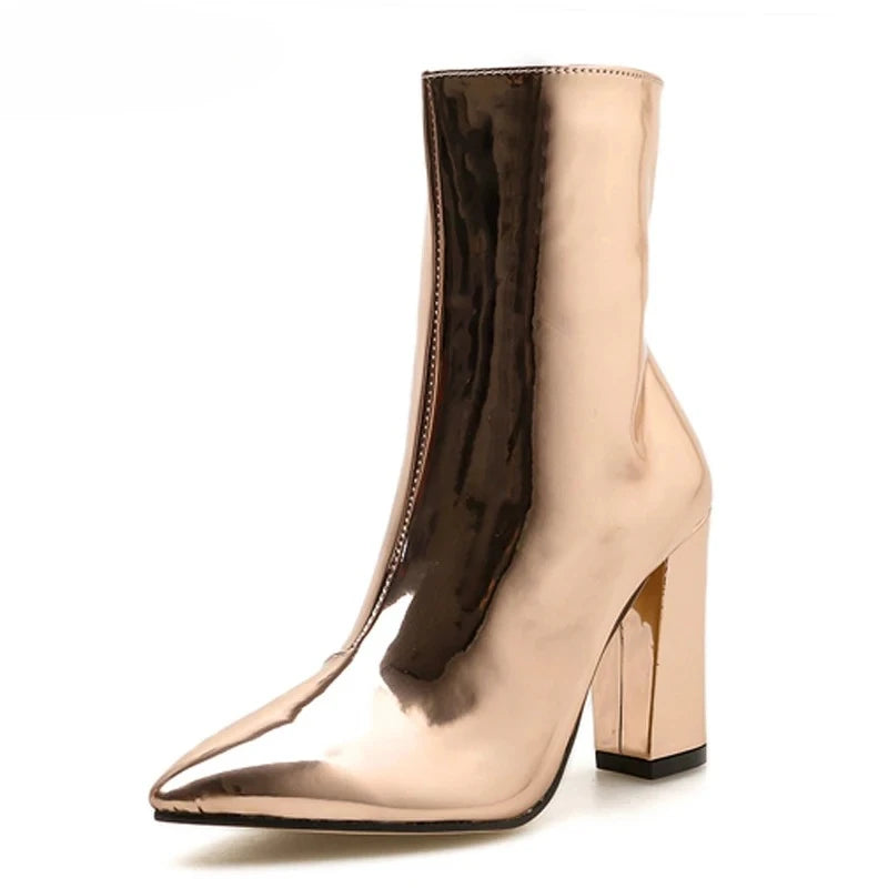 Villa Blvd Metallic Patent Leather Ankle Boots ☛ Multiple Colors Available ☚