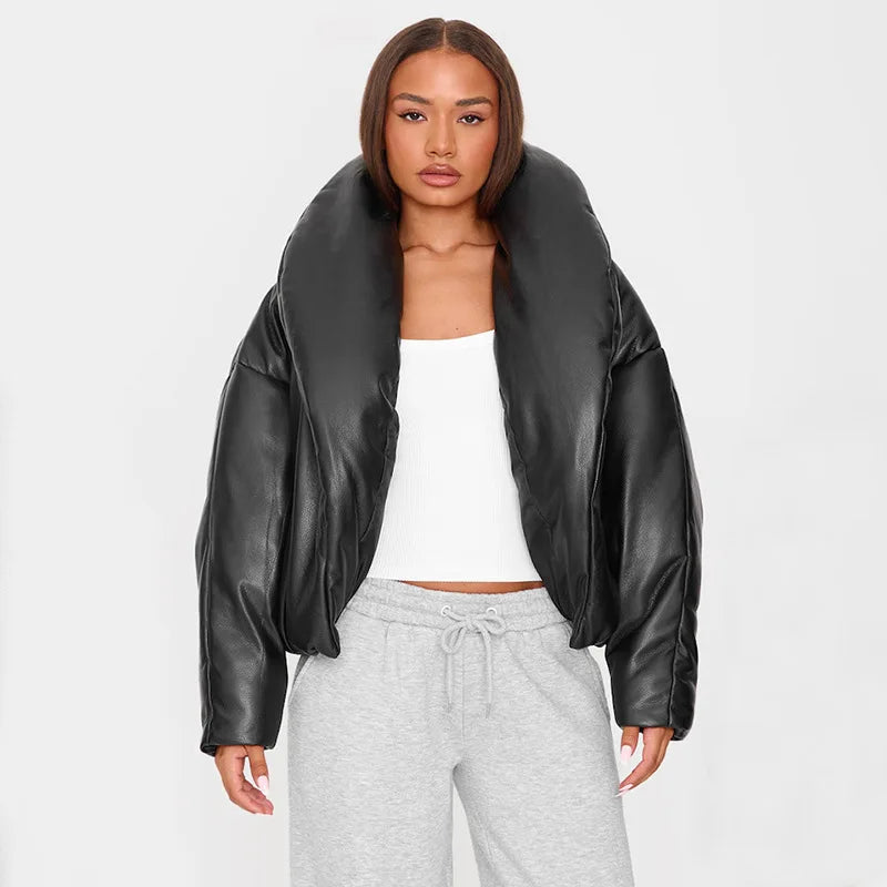 Villa Blvd Vegan Leather Puffer Jacket