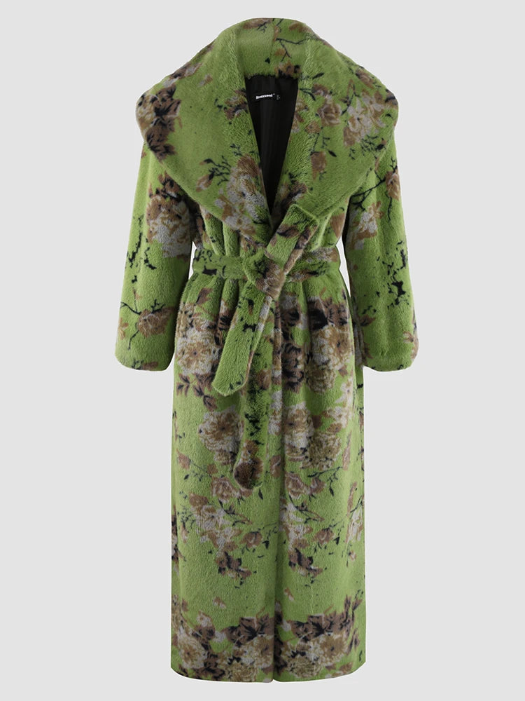 Villa Blvd Floral Faux Fur Long Coat ☛ Multiple Colors Available ☚