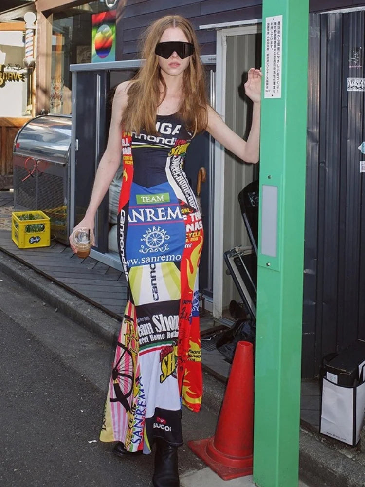Villa Blvd Moto Bike Racer Maxi Dress